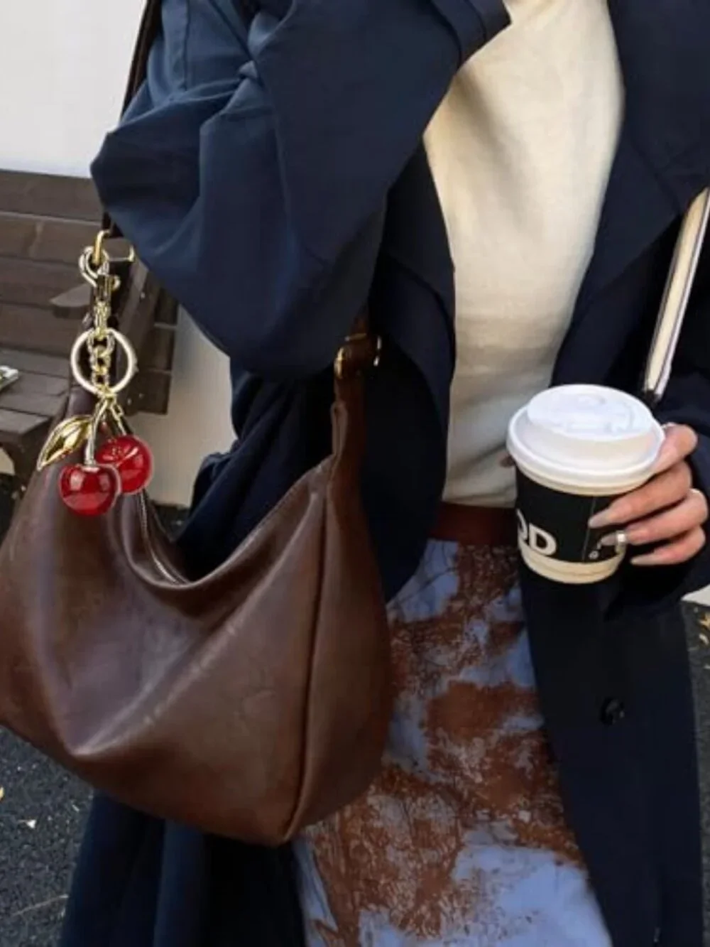 Foldable Slouchy Hobo Bag with Crossbody Strap Faux Leather